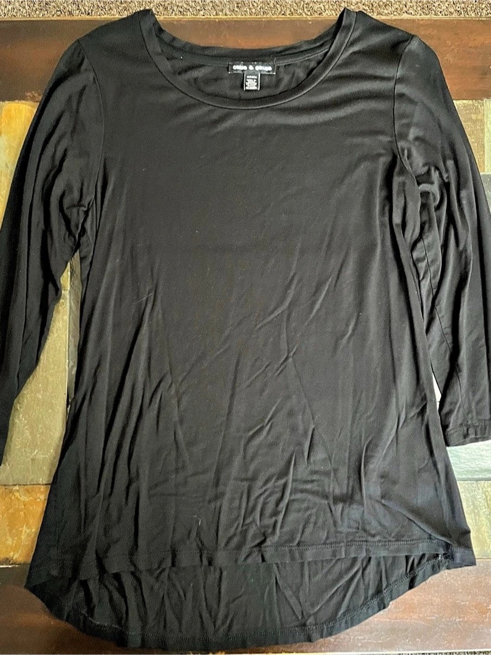Cable & Gauge Long Sleeve Tunic Top in Black Size Medium